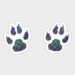 Plaid Paw Prints Christmas Sticker